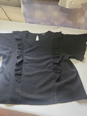 Express Black Ruffle Flutter Sleeve Blouse